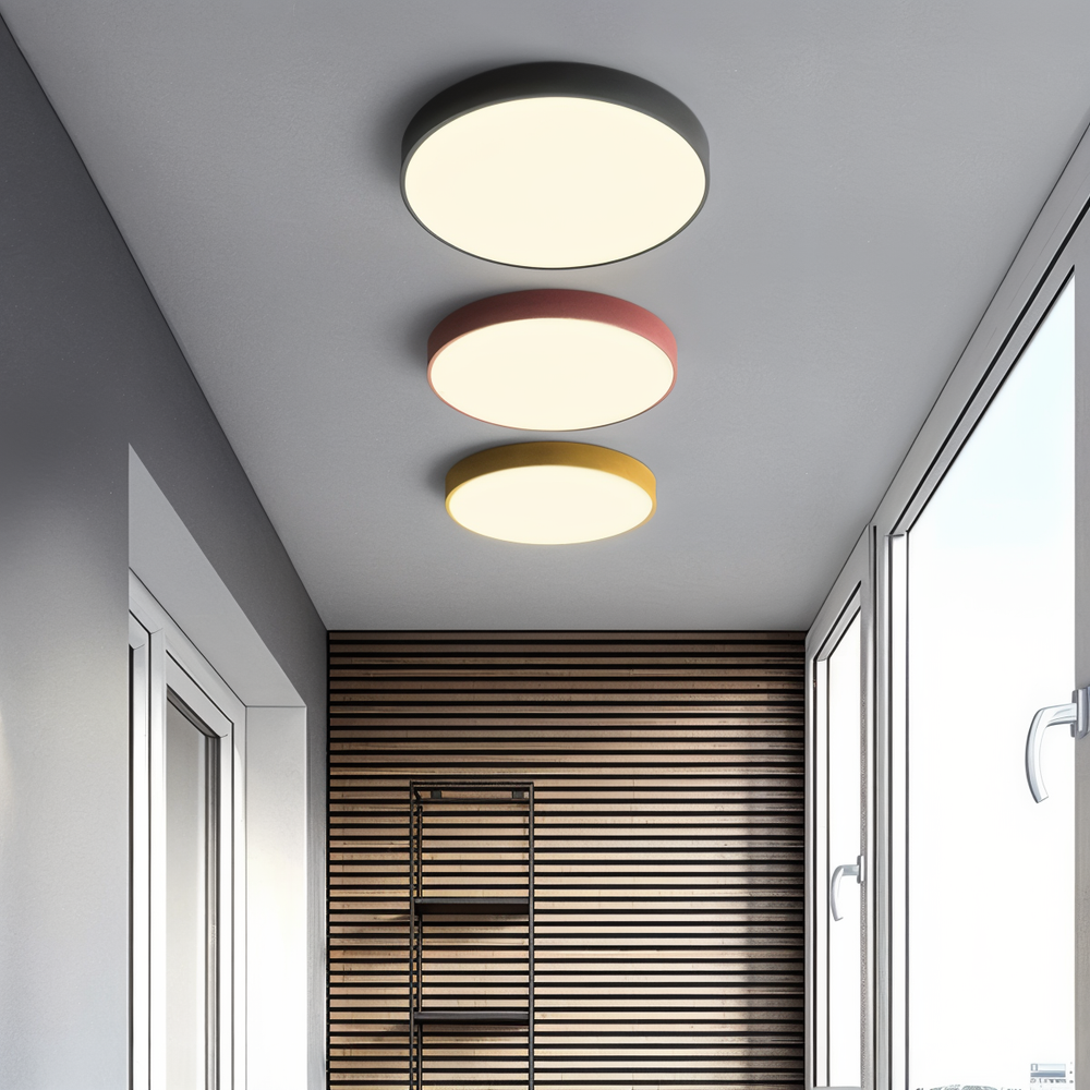 Plafonnier LED rond scandinave, lumière douce pour chambre.