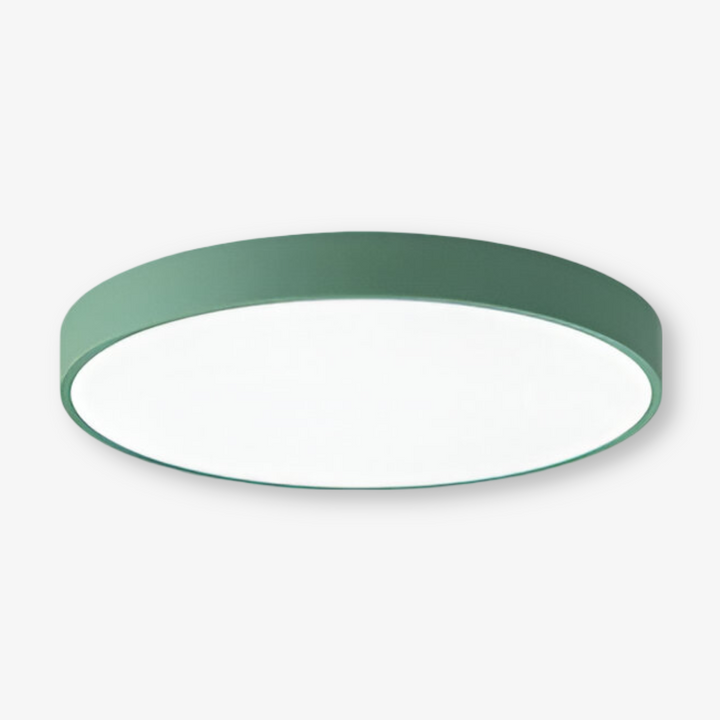 Lampe de plafond LED ronde, style macaron, pour une chambre zen.