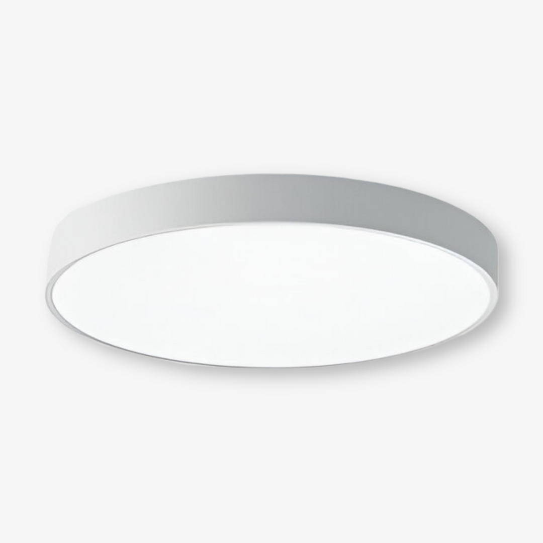 Lampe LED ronde Macaron, luminaire de plafond pour salon lumineux.