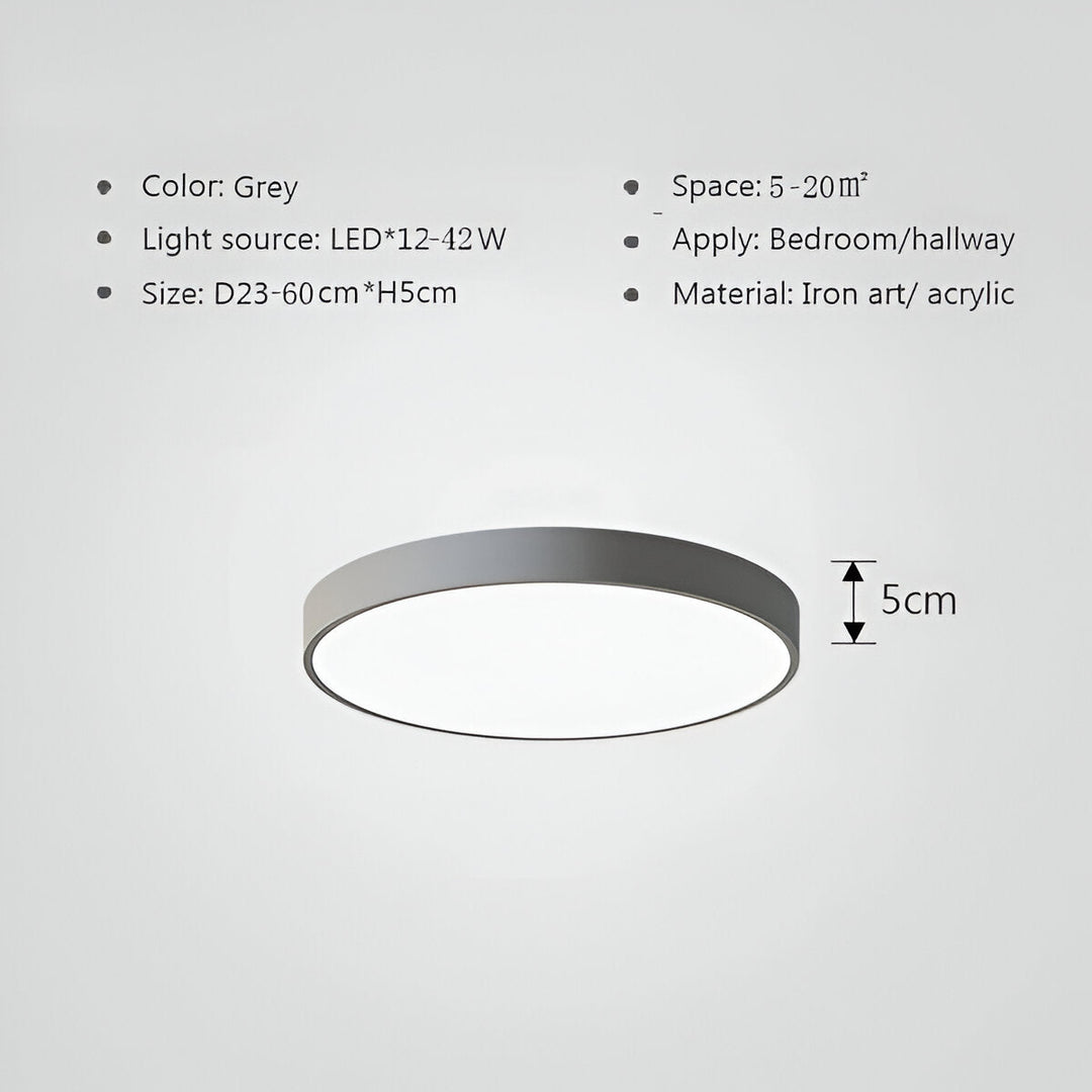 Plafonnier LED rond moderne, parfait pour une entrée accueillante.