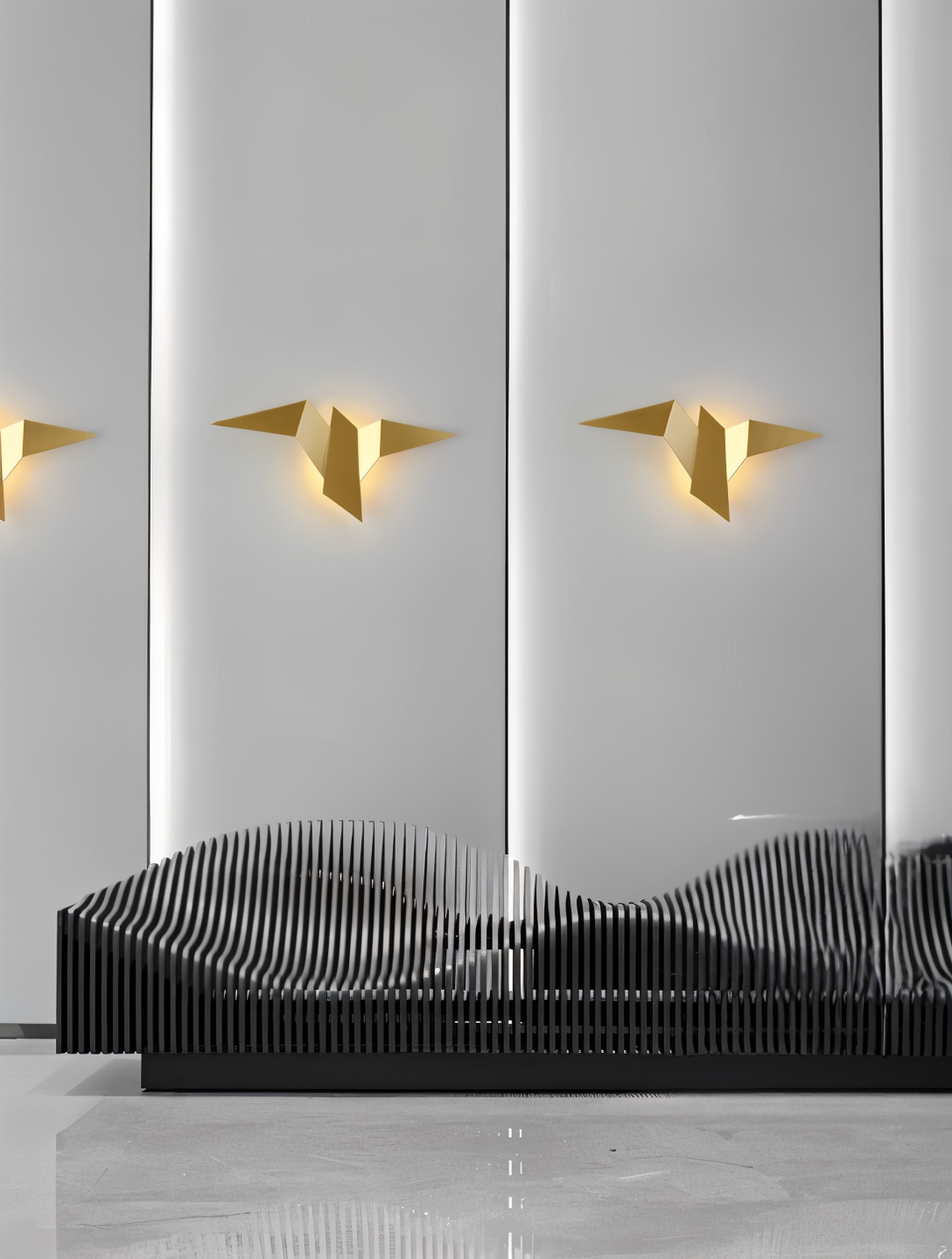 Applique oiseau origami blanche, lumière LED douce. Idéale pour salon ou chambre à coucher.