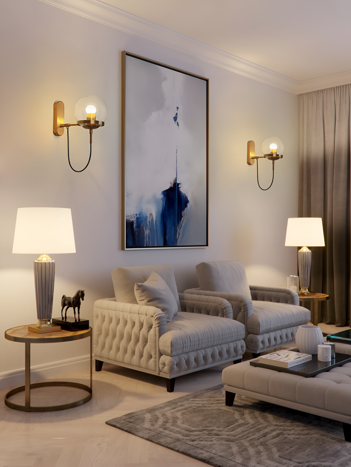 Lampe murale Nordella, inspiration scandinave. Applique LED moderne avec abat-jour en verre.
