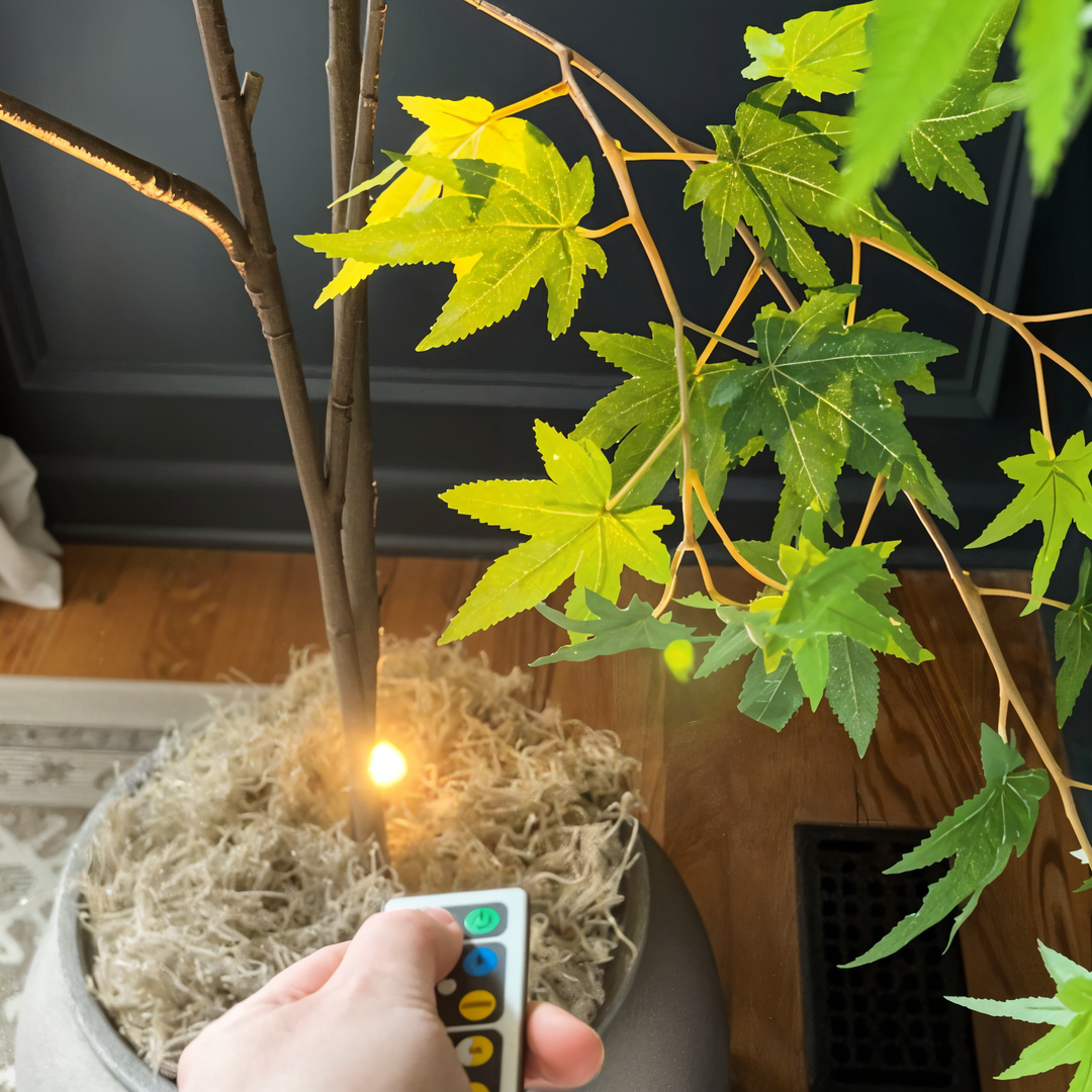 Décoration moderne avec spots LED AuraLuxe sans fil, apportant une lumière d'ambiance élégante et compacte.