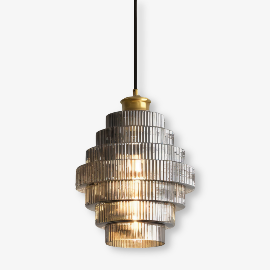 Fixture de plafond LED chic et moderne, suspension élégante et décorative, idéale pour un salon contemporain.