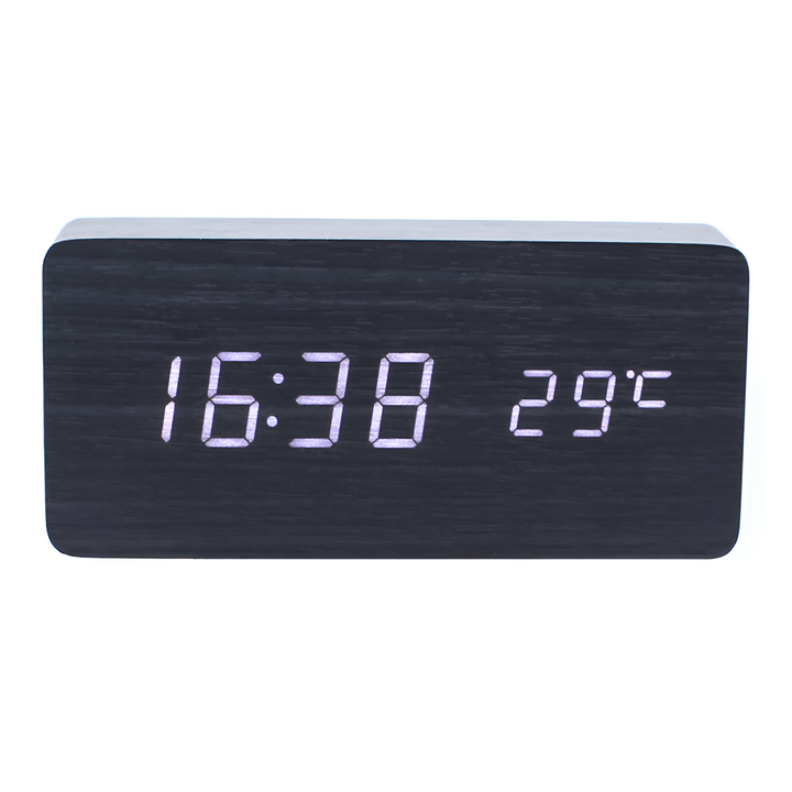 Horloge numérique LED design moderne, réveil compact avec affichage intuitif de la température.