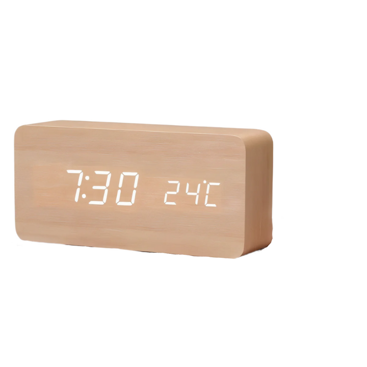 Horloge de table LED, réveil digital pour la chambre, avec fonction température et design actuel.