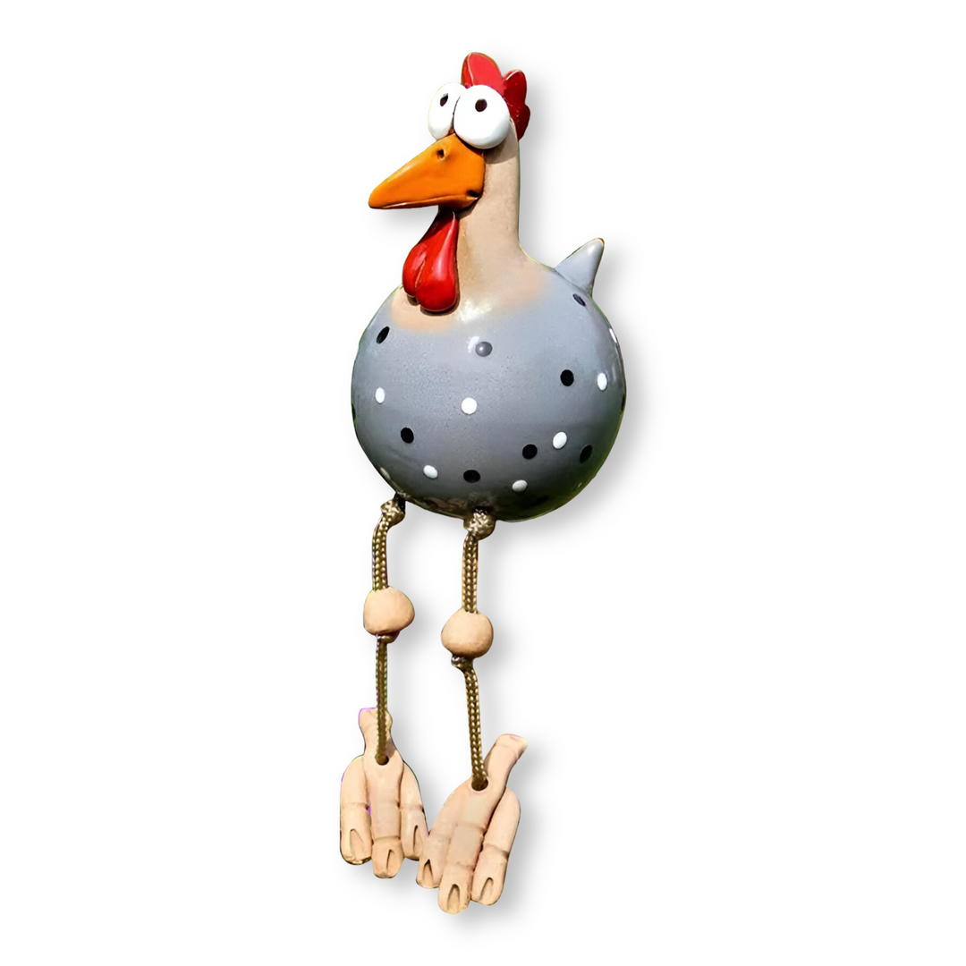 Figurine animal coq drôle, jambes articulées, parfaite pour l'extérieur et la terrasse.