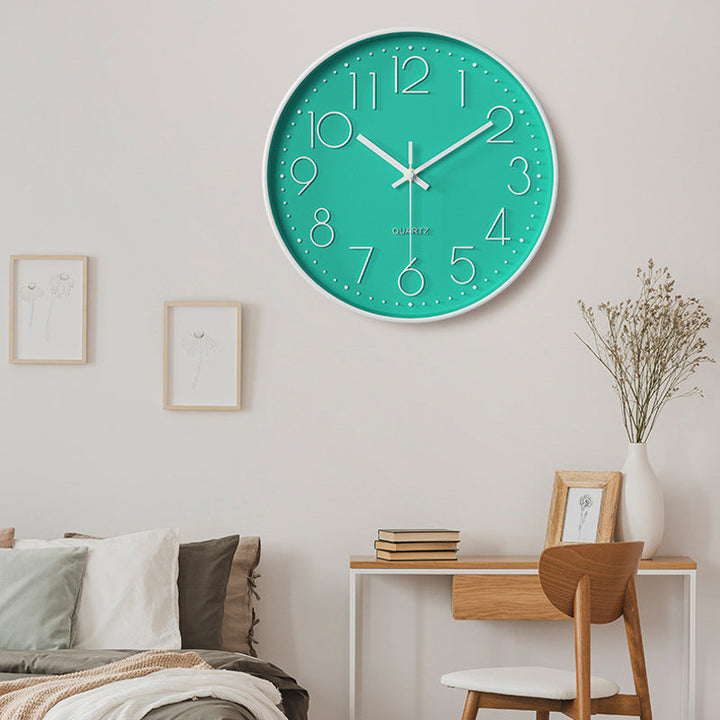 Horloge murale décorative et silencieuse, design moderne, chiffres en relief pour toute pièce.