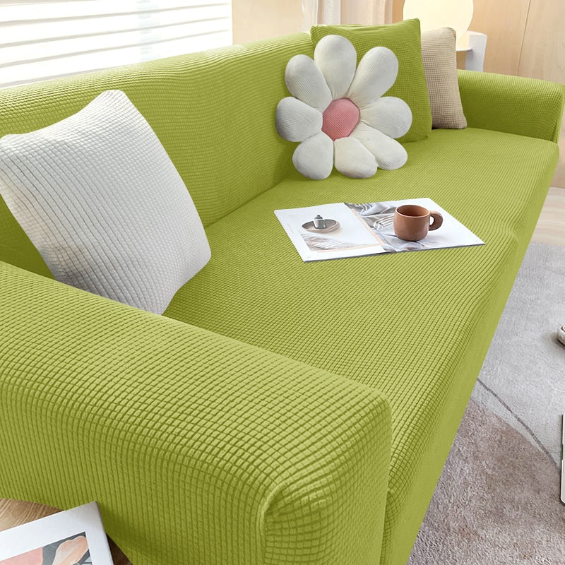 Canapé extensible: housse jacquard pour protection, décoration et confort de votre salon.