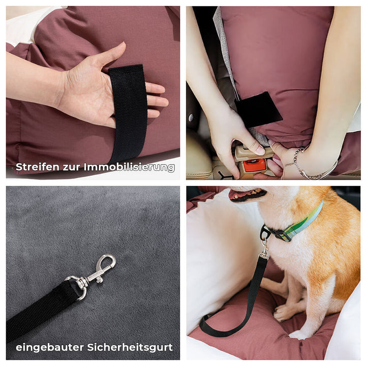Panier de transport pour chien en voiture, parfait accessoire pour les voyages.