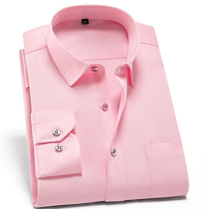 Chemise homme professionnelle infroissable, tissu stretch pour un confort maximal au travail, élégance assurée.