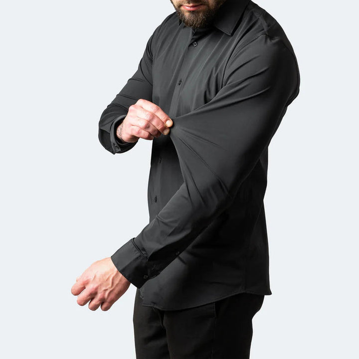 Chemise homme sans repassage, tissu stretch ultra-confortable et élégant, un gain de temps précieux au quotidien.