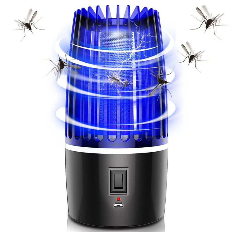Piège à moustiques UV portable USB, design moderne, idéal pour intérieur/extérieur, veilleuse discrète.