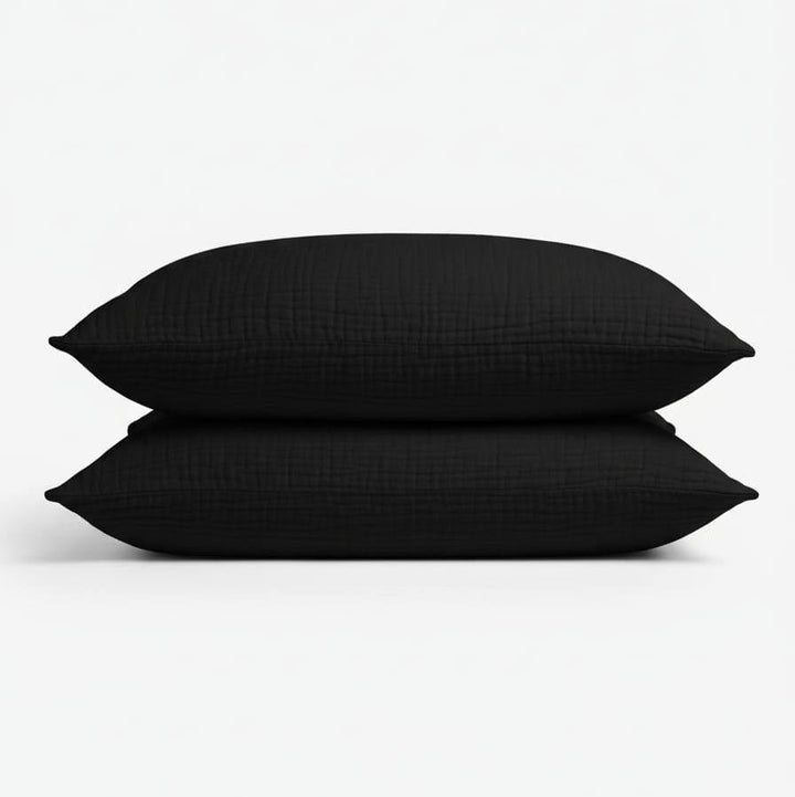 Design élégant et confort durable : ensemble de 2 taies d'oreiller en mousseline de coton pour la chambre.