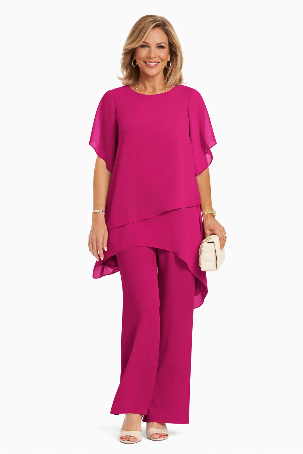 Ensemble femme élégant et fluide, avec pantalon large. Idéal pour une soirée, événement chic ou tenue de printemps-été.