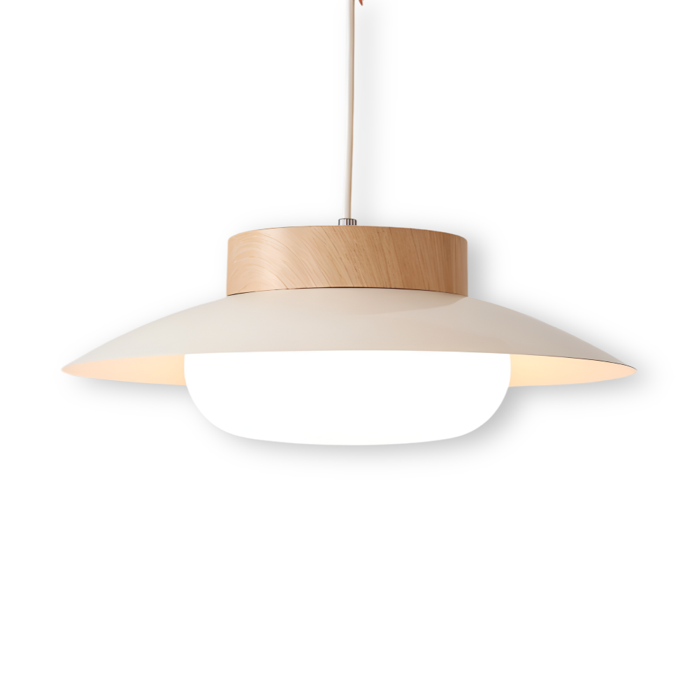 Plafonnier suspendu crème, design bol japonais. Crée une ambiance lumineuse douce et stylée.