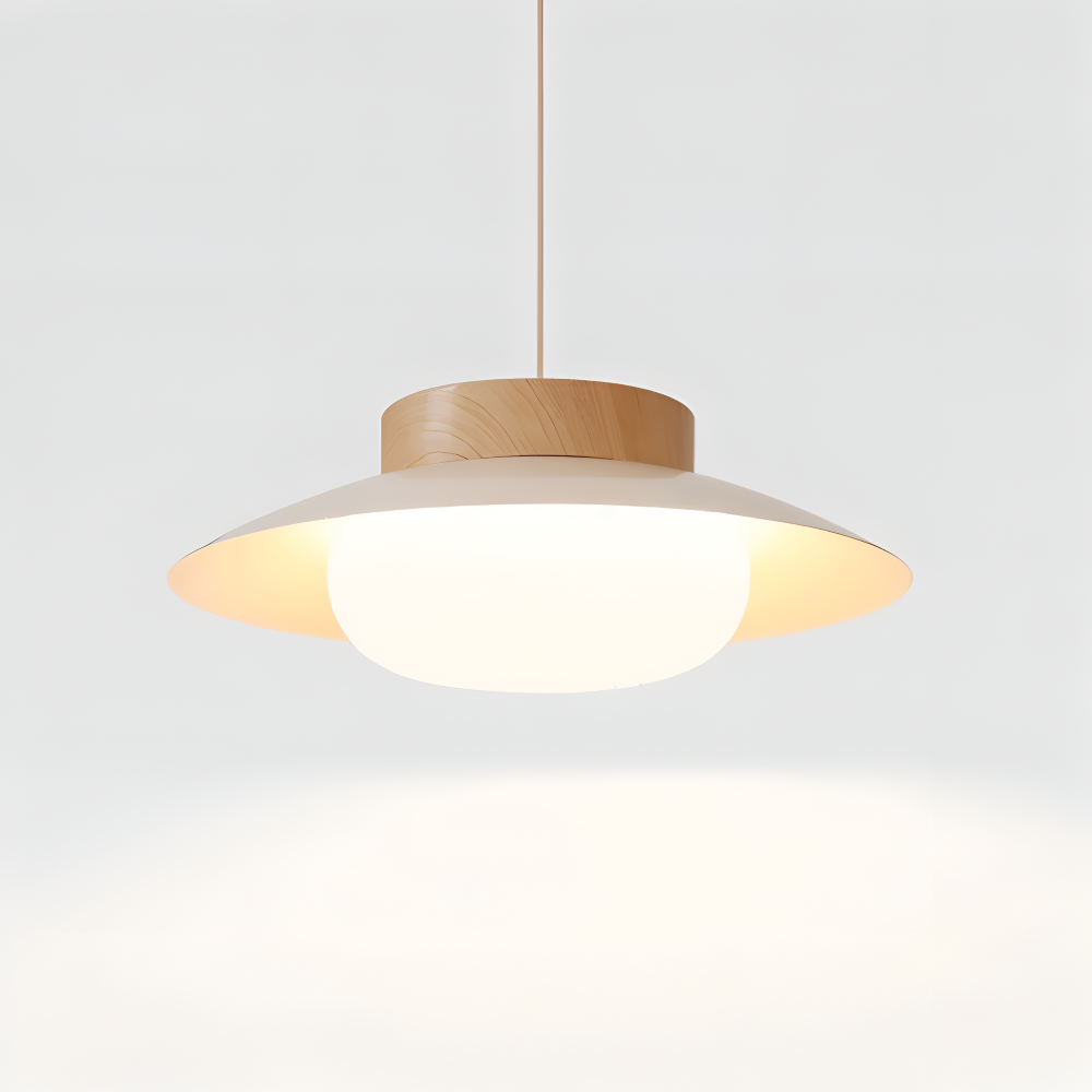 Lampe moderne crème, style bol japonais, suspendue. Idéale pour plafonniers décoratifs.