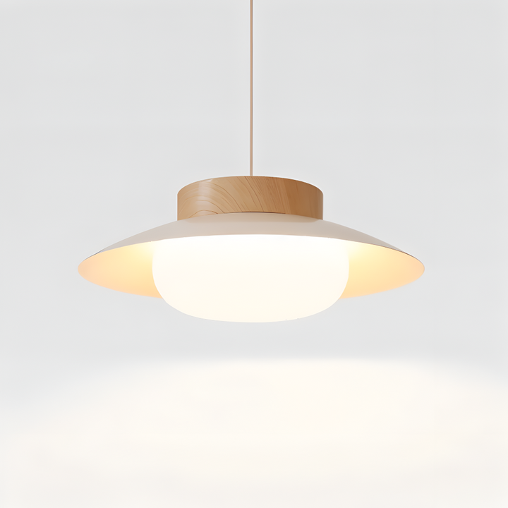 Lampe moderne crème, style bol japonais, suspendue. Idéale pour plafonniers décoratifs.