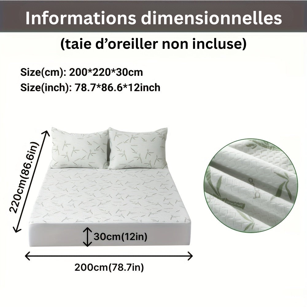 Protège-matelas BambooCool pour un sommeil frais et un matelas protégé. Facile d'entretien.