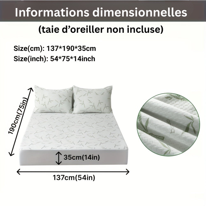 Protège-matelas BambooCool, idéal pour un confort respirant et une nuit rafraîchissante.