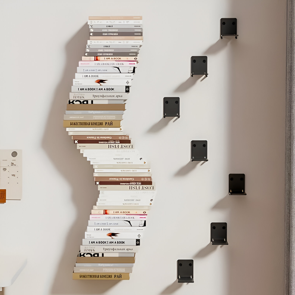 Design minimaliste: étagère murale flottante invisible en métal pour organiser et décorer avec élégance.