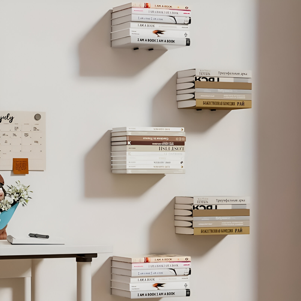 Créez l'illusion de livres flottants avec cette étagère murale invisible en métal, rangement design.
