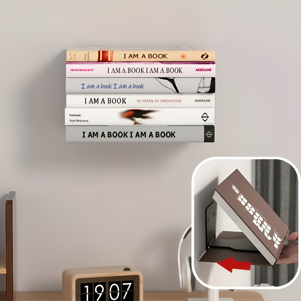 Rangement élégant pour livres: étagère murale invisible flottante en métal, solution gain de place.
