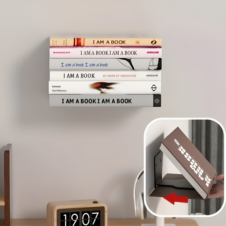 Rangement élégant pour livres: étagère murale invisible flottante en métal, solution gain de place.