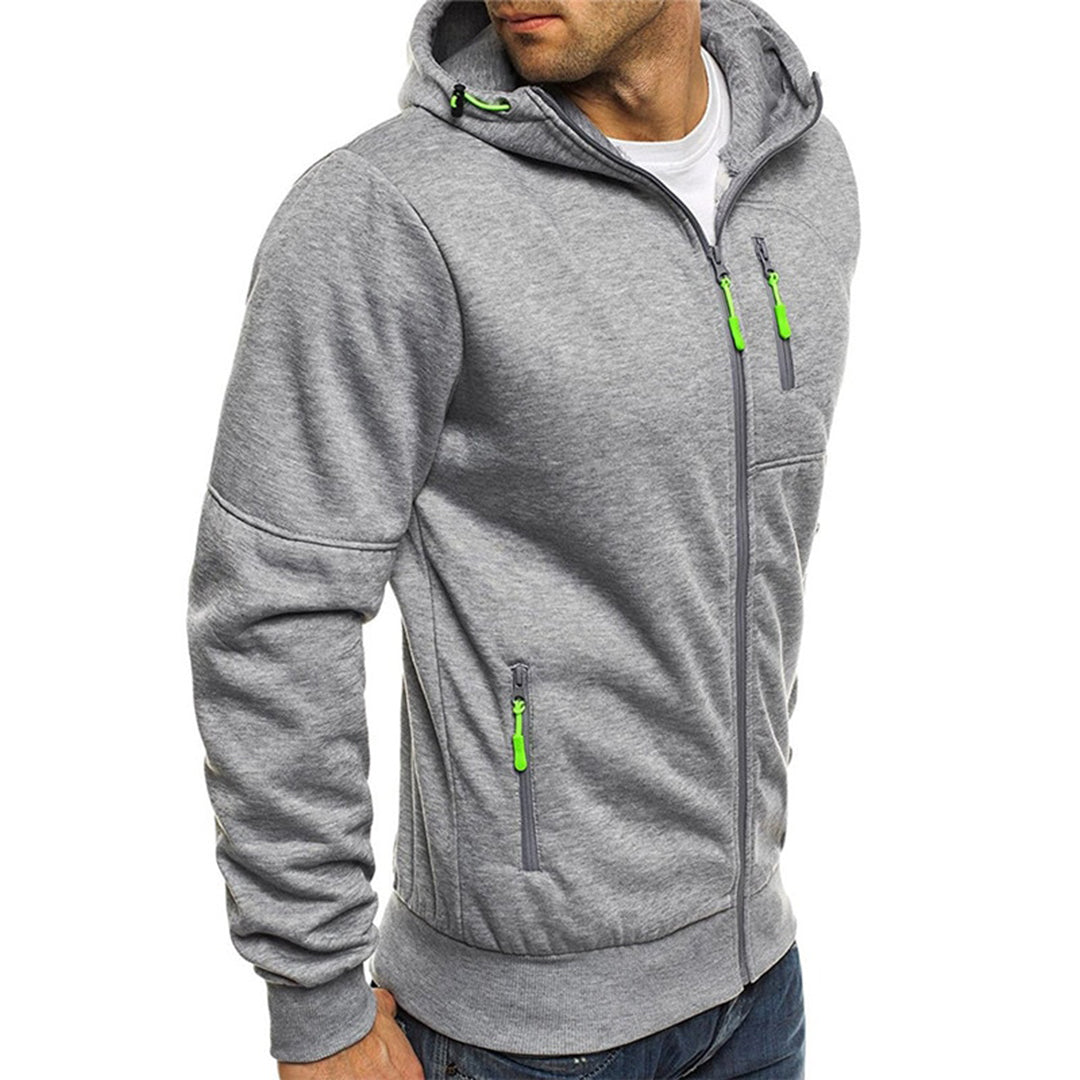 Pull homme à capuche zippé, coupe moderne. Léger et confortable pour toutes occasions, mode masculine.