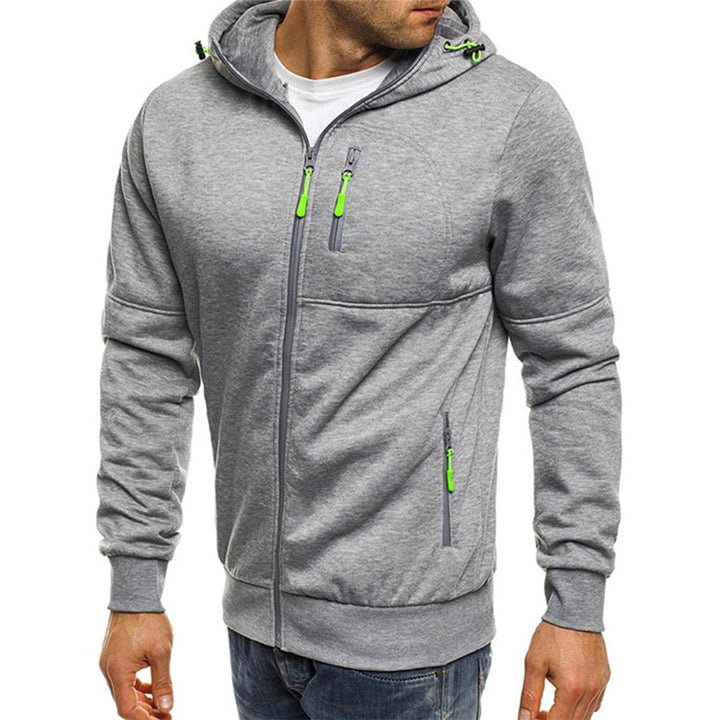 Hoodie zippé homme léger pour l'automne. Confortable et stylé, essentiel mode masculine décontractée.