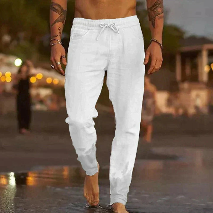 Pantalon d'été léger pour hommes, idéal pour un look décontracté ou la plage.