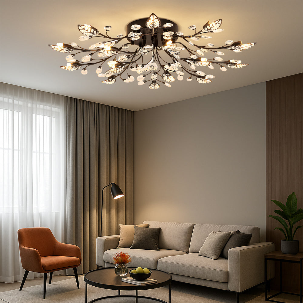 Lampe de plafond design moderne et minimaliste avec éléments en cristal. Idéale pour un intérieur chic.