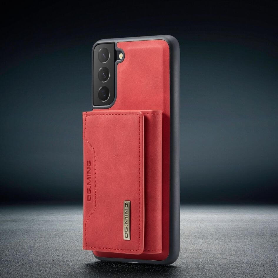 Accessoire pratique : étui de téléphone en cuir avec compartiments cartes, magnétique.