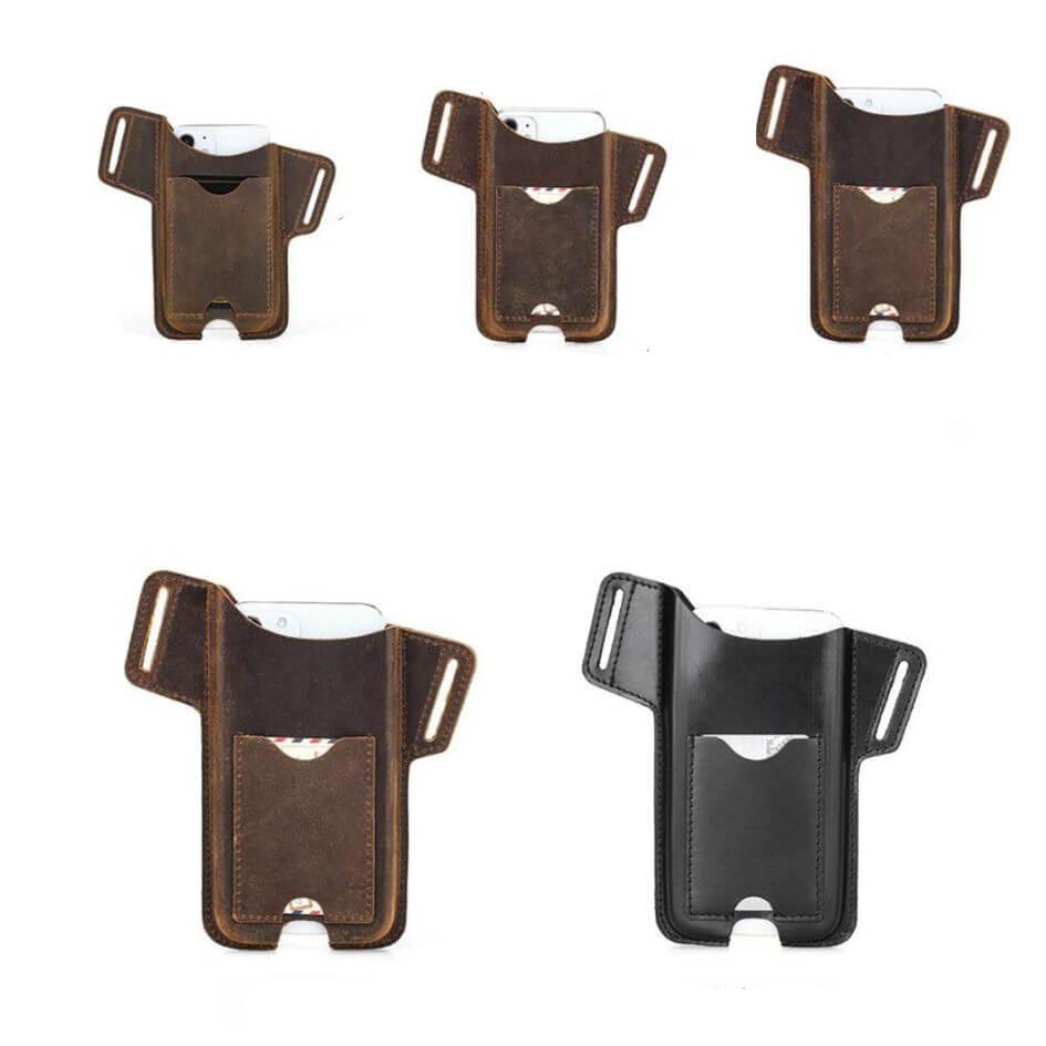 Accessoire essentiel pour hommes : porte-téléphone en cuir véritable avec clip-ceinture pour un smartphone sécurisé.