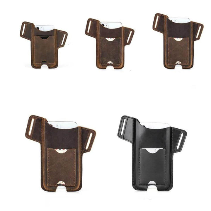Accessoire essentiel pour hommes : porte-téléphone en cuir véritable avec clip-ceinture pour un smartphone sécurisé.