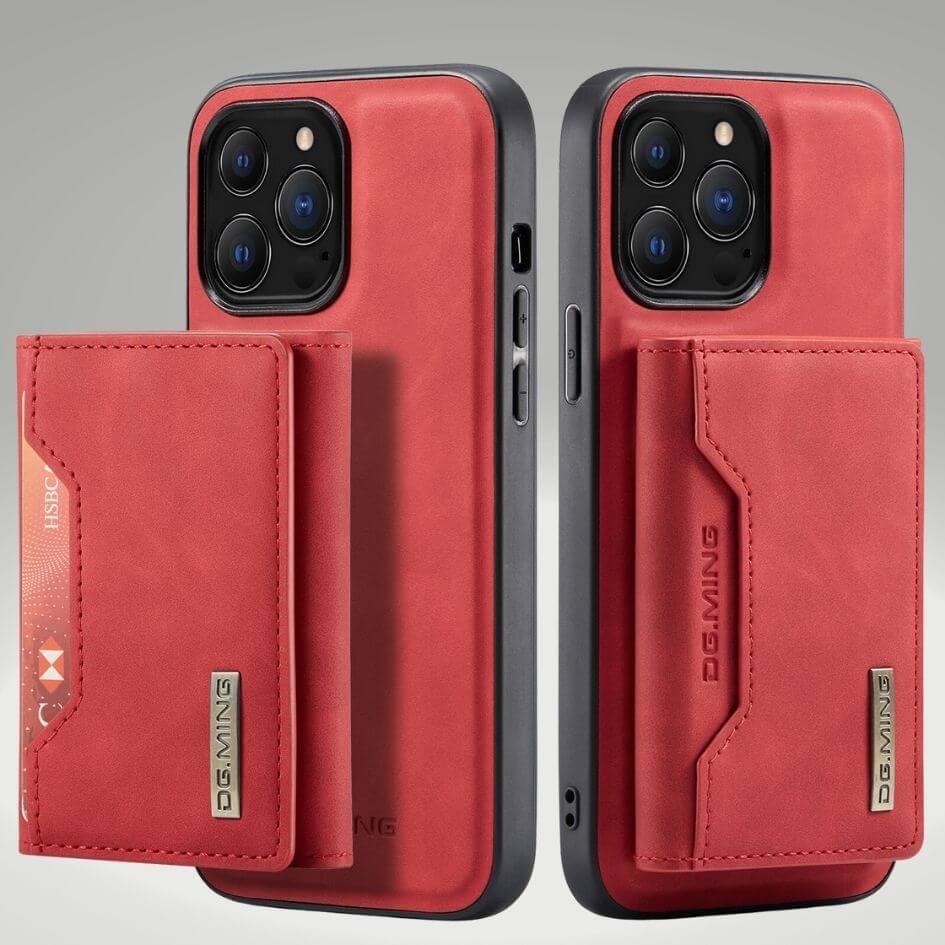 Étui de luxe en cuir noir, magnétique, offrant une protection intégrale au smartphone.