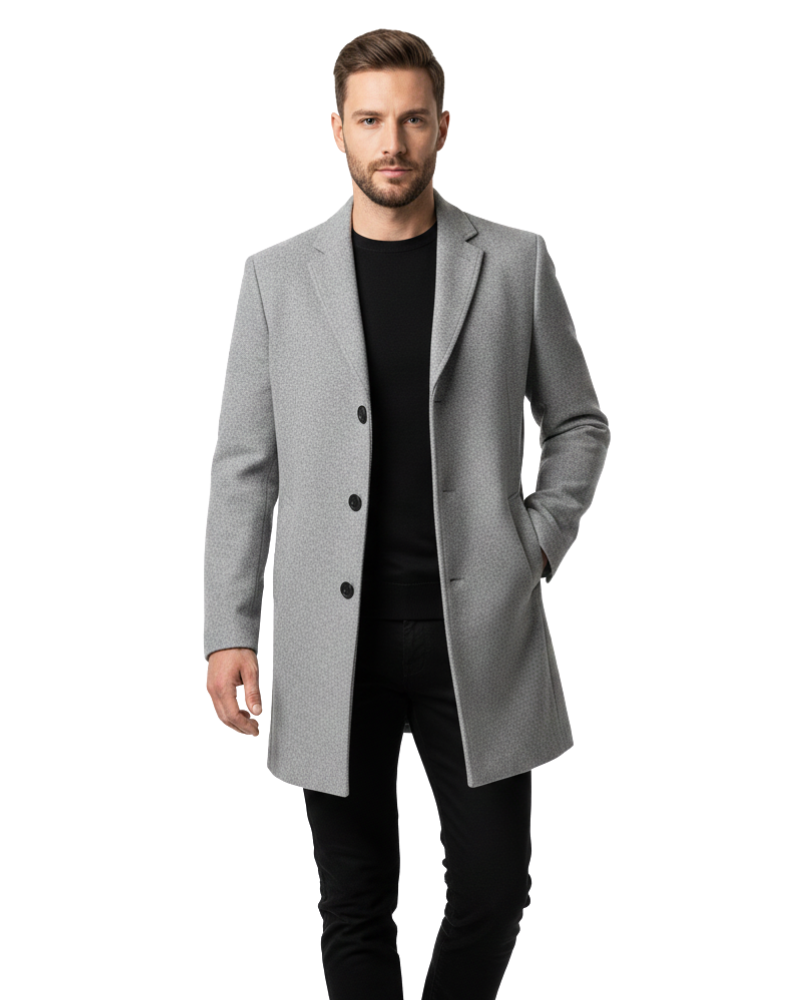Manteau long d'hiver homme noir, coupe élégante et sophistiquée, idéal pour une protection coupe-vent et chaleur.