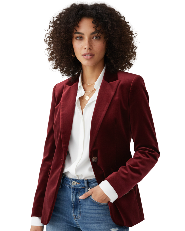 Blazer femme élégant vert avec boutons dorés. Veste chic pour bureau ou tenue décontractée, style intemporel.