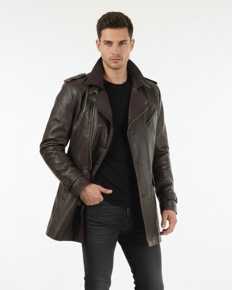 Veste longue homme chic et confortable, parfaite pour l'automne-hiver. Style urbain tendance avec sa coupe classique.