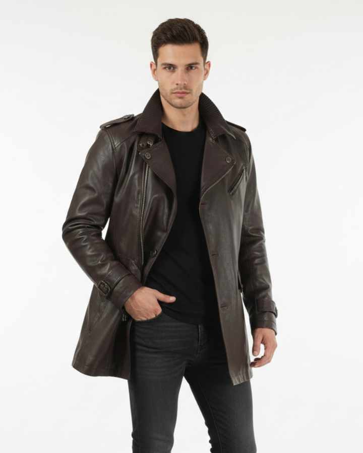 Veste longue homme chic et confortable, parfaite pour l'automne-hiver. Style urbain tendance avec sa coupe classique.