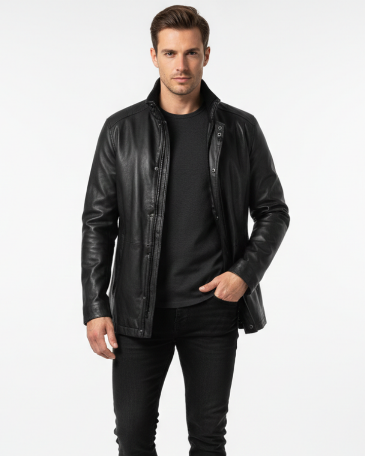 Manteau long homme élégant et chaud pour l'hiver, coupe classique confortable, idéal pour un style urbain chic.