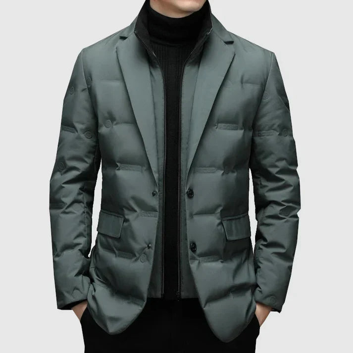Blouson hiver homme zippé, coupe-vent et chaud, parfait pour la mode urbaine et les vêtements décontractés.