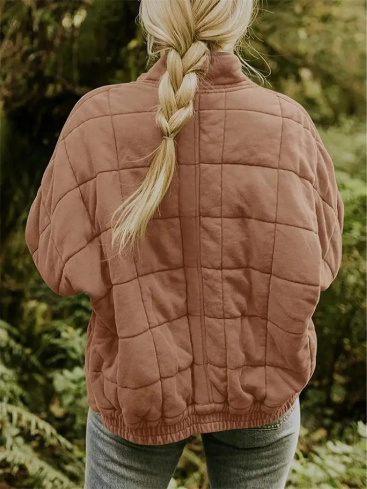 Blouson femme matelassé tendance, chaud et confortable pour le froid, décontracté.
