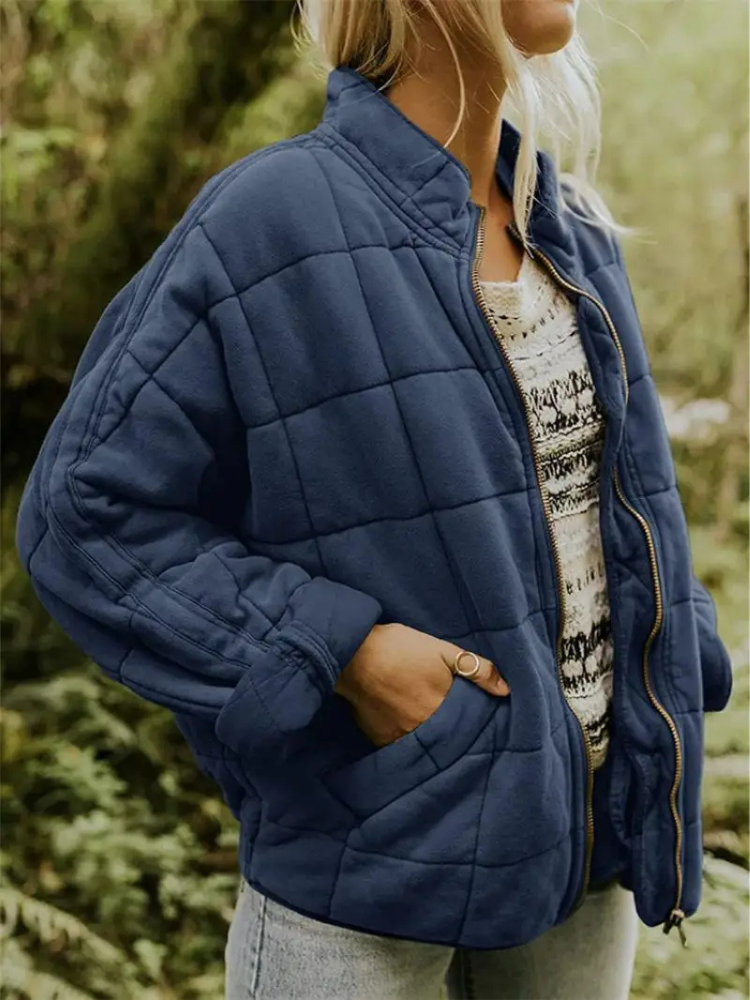 Veste décontractée matelassée femme, confortable, chaude, style automne hiver.