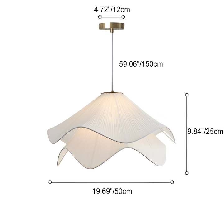 Suspension Japandi en tissu fleuri pour un éclairage doux et une ambiance relaxante dans toute pièce.