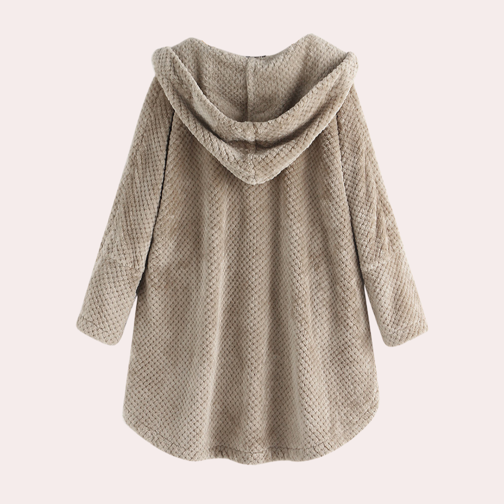 Élégant cardigan long femme avec capuche, style chic et polyvalent pour mode décontractée.