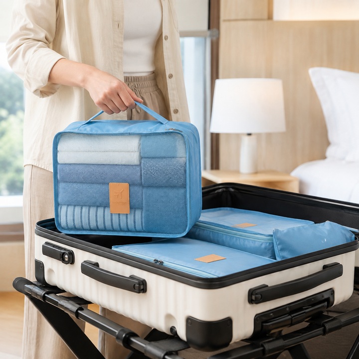Jeu de sacs de rangement de voyage unisexe pour organiser tous types de bagages et faciliter le rangement.