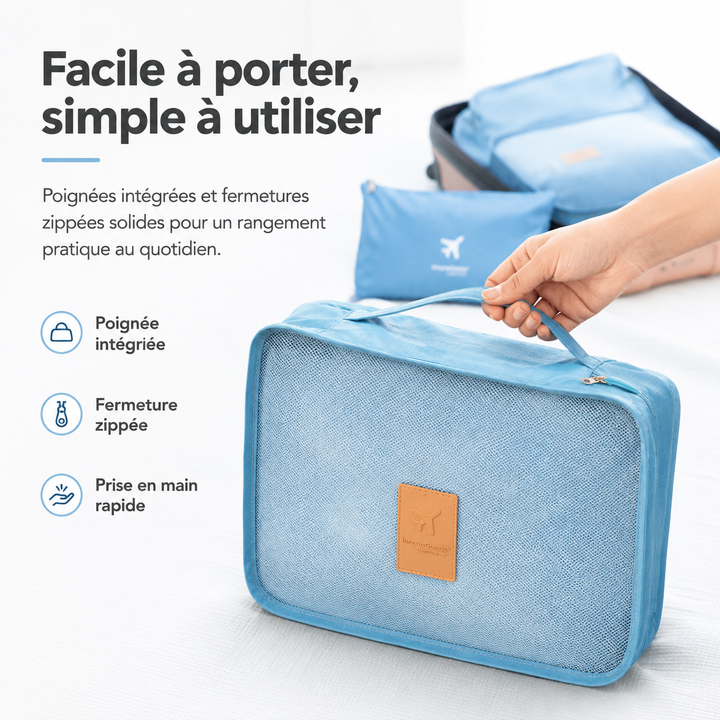 Sacs de rangement de voyage résistants à l'eau pour protéger vos affaires, parfaits pour une valise organisée.