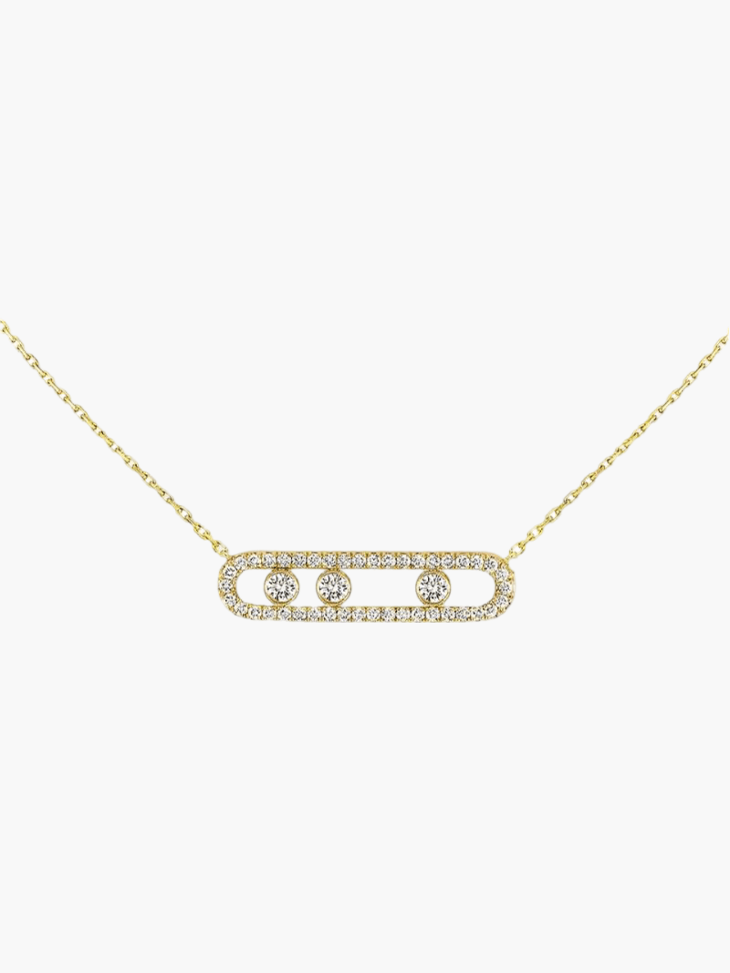 Collier filigrane femme, design unique avec pierres mobiles pour un éclat subtil et lumineux.
