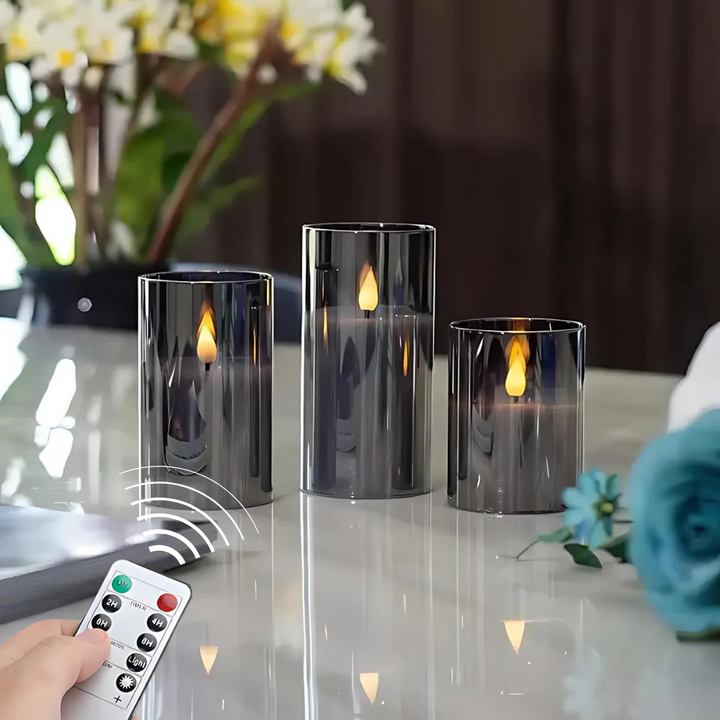 Lot de bougies LED décoratives avec flamme vacillante et télécommande pour la maison.